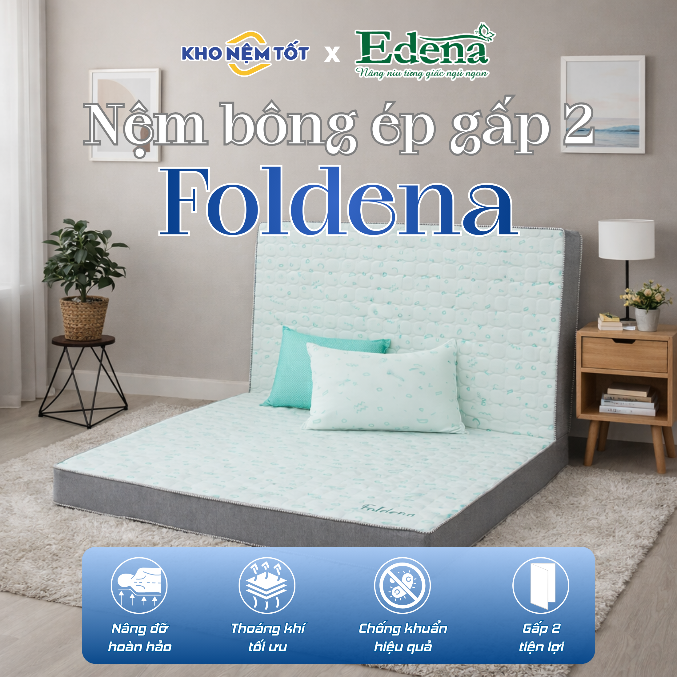 Nệm bông ép Edena Foldena