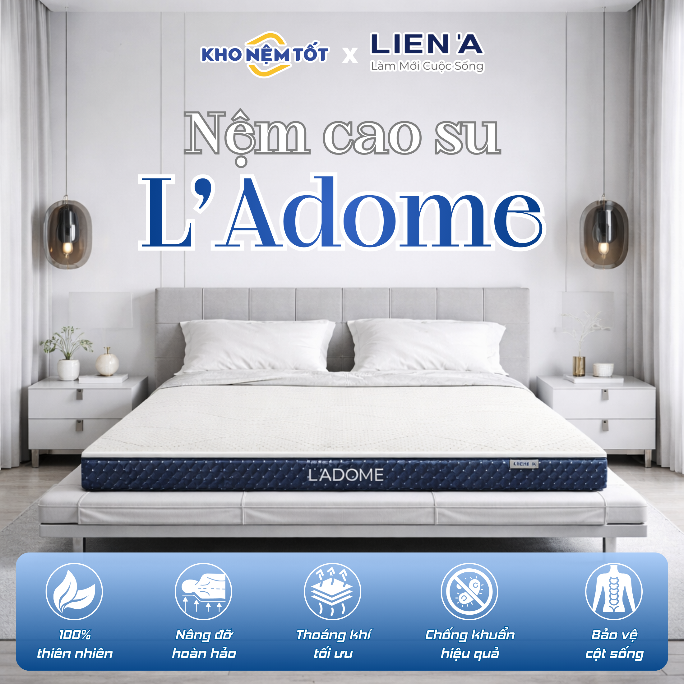 Nệm cao su thiên nhiên Liên Á L'adome