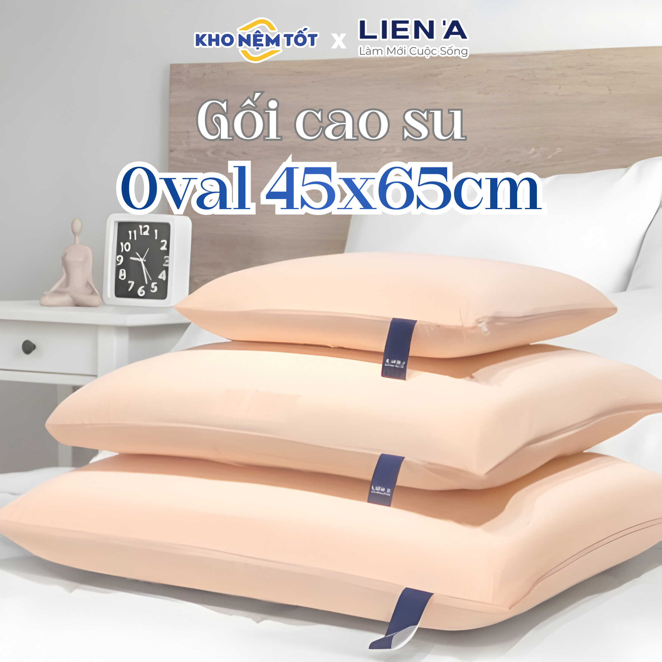 Gối cao su Liên Á Oval 45x65