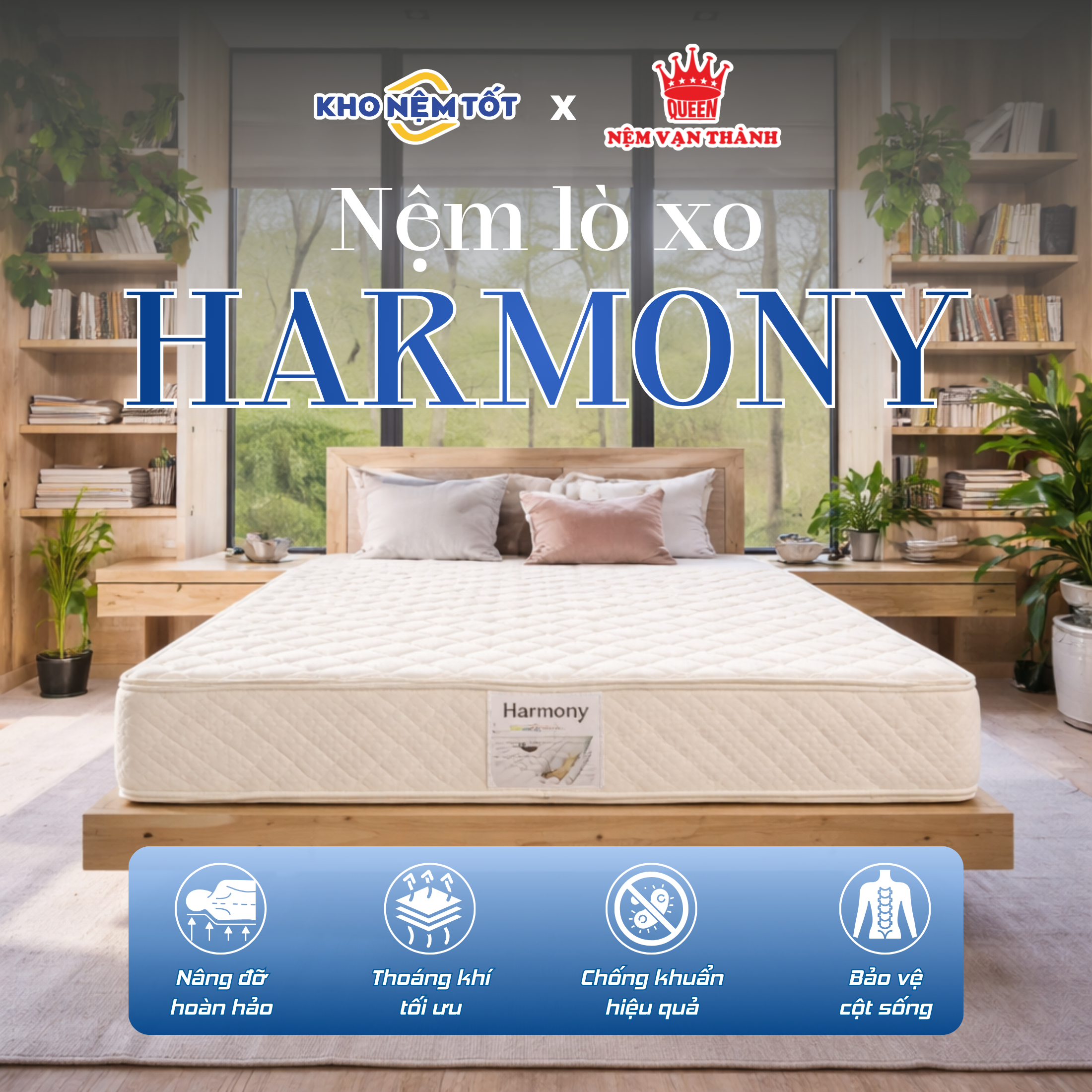 Nệm lò xo túi Vạn Thành Harmony