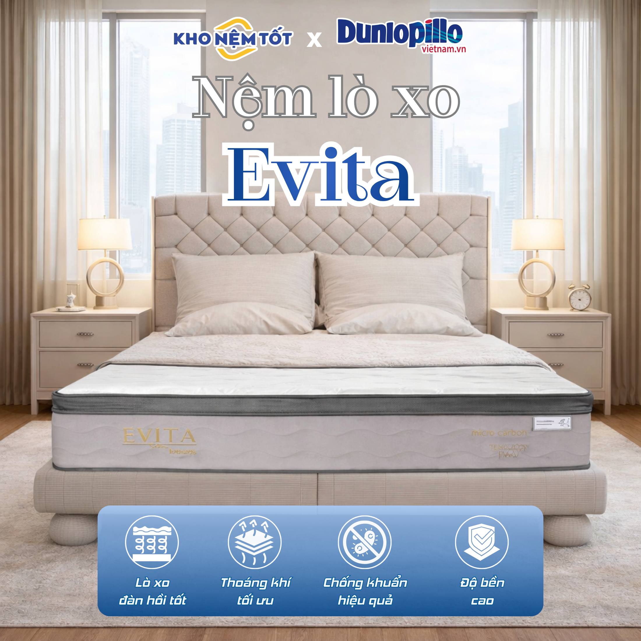 Nệm lò xo Dunlopillo Evita