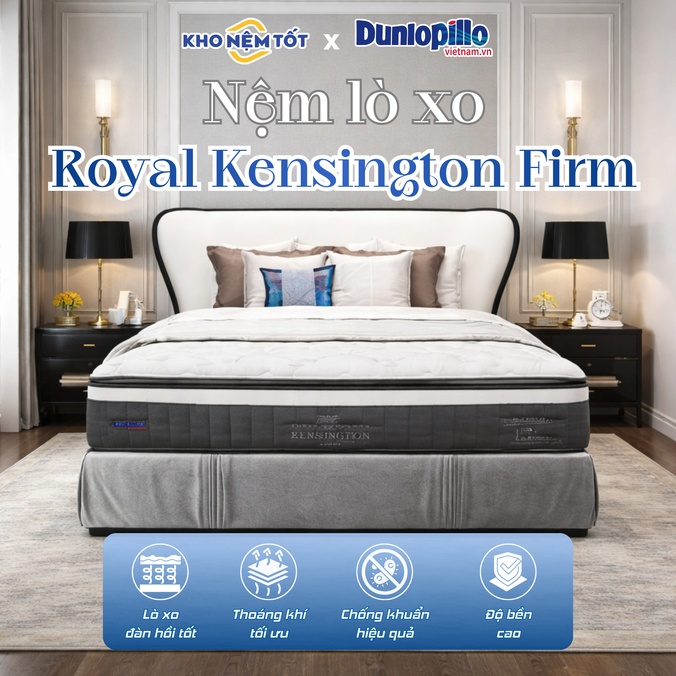 Nệm lò xo Dunlopillo Royal Kensington Firm